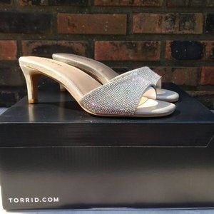 Torrid Gold Rhinestone Wide Width Mule Heels Sandals Shoes Size 7
